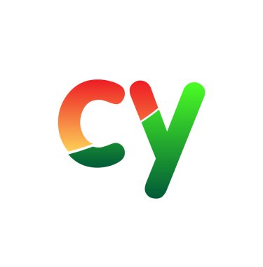İlk Harf CY Logosu Küçük Harf, Renkli Logotype Modern ve Basit Logo Tasarımı.