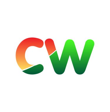 İlk Harf CW Logosu Küçük Harf, Renkli Logotype Modern ve Basit Logo Tasarımı.