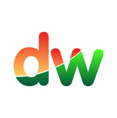 İlk Harf DW Logosu Küçük Harf, Renkli Logotype Modern ve Basit Logo Tasarımı.