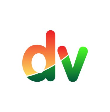 İlk Harf DV Logosu Küçük Harf, Renkli Logotype Modern ve Basit Logo Tasarımı.