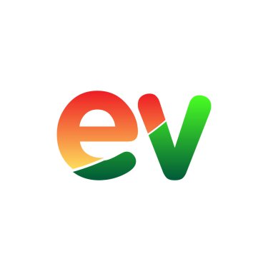 İlk Harf EV Logosu Küçük Harf, Renkli Logotype Modern ve Basit Logo Tasarımı.