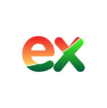 İlk Harf EX Logosu Küçük Harf, Renkli Logotype Modern ve Basit Logo Tasarımı.