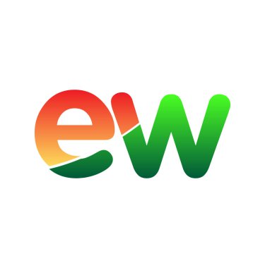 İlk Harf EW Logosu Küçük Harf, Renkli Logotype Modern ve Basit Logo Tasarımı.