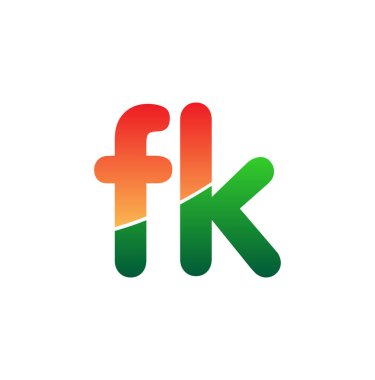 İlk Harf FK Logosu Küçük Harf, Renkli Logotype Modern ve Basit Logo Tasarımı.