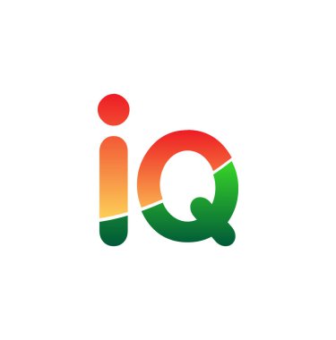 İlk Harf Harfi IQ Logosu Küçük Harf, Renkli Logotype Modern ve Basit Logo Tasarımı.