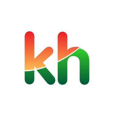 İlk Harf KH Logosu Küçük Harf, Renkli Logotype Modern ve Basit Logo Tasarımı.