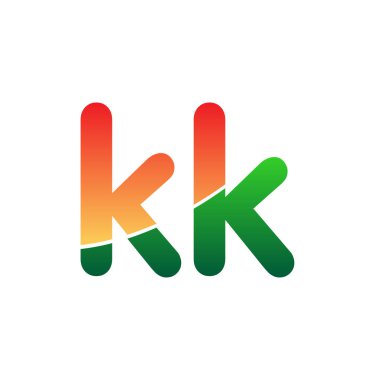 Başlangıç Harfi KK Logosu Küçük Harf, Renkli Logotype Modern ve Basit Logo Tasarımı.
