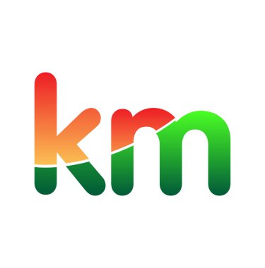 İlk Harf KM Logosu Küçük Harf, Renkli Logotype Modern ve Basit Logo Tasarımı.