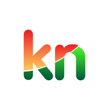 İlk Harf KN Logosu Küçük Harf, Renkli Logotype Modern ve Basit Logo Tasarımı.