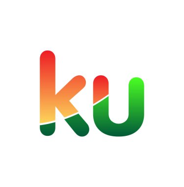 İlk Harf KU Logosu Küçük Harf, Renkli Logotype Modern ve Basit Logo Tasarımı.