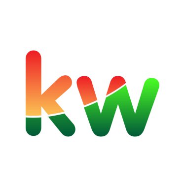 İlk Harf KW Logosu Küçük Harf, Renkli Logotype Modern ve Basit Logo Tasarımı.