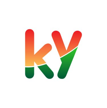 İlk Harf KY Logosu Küçük Harf, Renkli Logotype Modern ve Basit Logo Tasarımı.