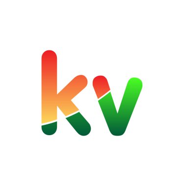 İlk Harf KV Logosu Küçük Harf, Renkli Logotype Modern ve Basit Logo Tasarımı.
