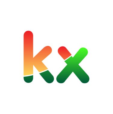 İlk Harf KX Logosu Küçük Harf, Renkli Logotype Modern ve Basit Logo Tasarımı.