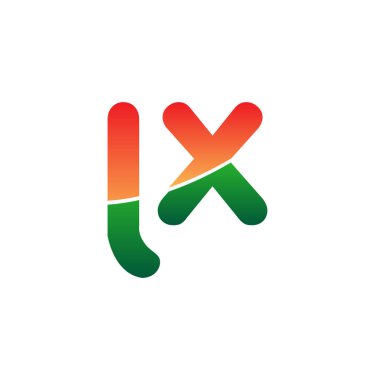 İlk Harf LX Logosu Küçük Harf, Renkli Logotype Modern ve Basit Logo Tasarımı.