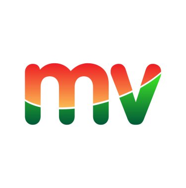 İlk Harf MV Logosu Küçük Harf, Renkli Logotype Modern ve Basit Logo Tasarımı.