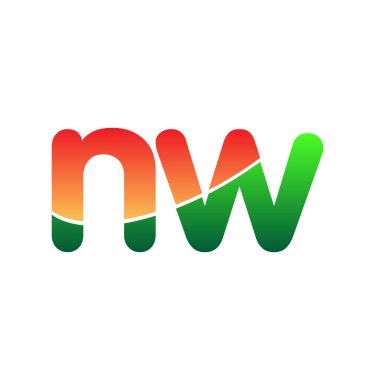 İlk harf NW Logo Küçük harf, renkli logotip Modern ve Basit Logo Tasarımı.