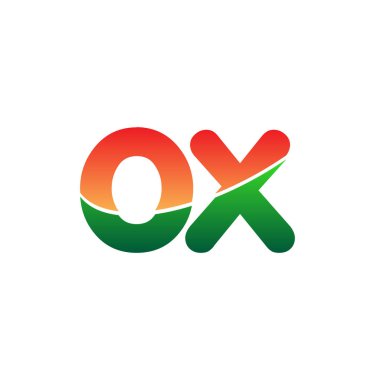 İlk Harf OX Logosu Küçük Harf, Renkli Logotype Modern ve Basit Logo Tasarımı.
