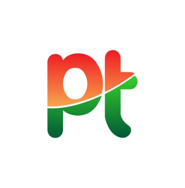 İlk Harf Harfi PT Logosu Küçük Harf, Renkli Logotype Modern ve Basit Logo Tasarımı.