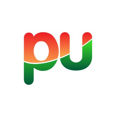 İlk Harf PU Logosu Küçük Harf, Renkli Logotype Modern ve Basit Logo Tasarımı.