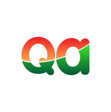 Başlangıç Harfi QA Logosu Küçük Harf, Renkli Logotype Modern ve Basit Logo Tasarımı.