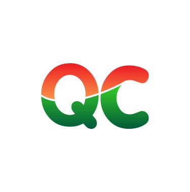 Başlangıç Harfi QC Logosu Küçük Harf, Renkli Logotype Modern ve Basit Logo Tasarımı.