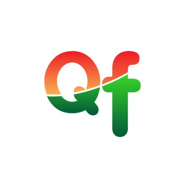 Başlangıç Harfi QF Logosu Küçük Harf, Renkli Logotype Modern ve Basit Logo Tasarımı.