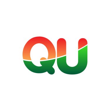 İlk harf QU Logo Küçük harf, renkli logotip Modern ve Basit Logo Tasarımı.
