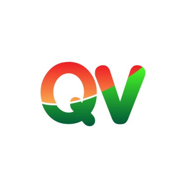 İlk harf QV Logo Küçük harf, renkli logotip Modern ve Basit Logo Tasarımı.