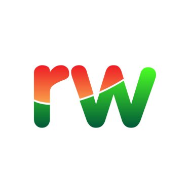 İlk Harf RW Logosu Küçük Harf, Renkli Logotype Modern ve Basit Logo Tasarımı.