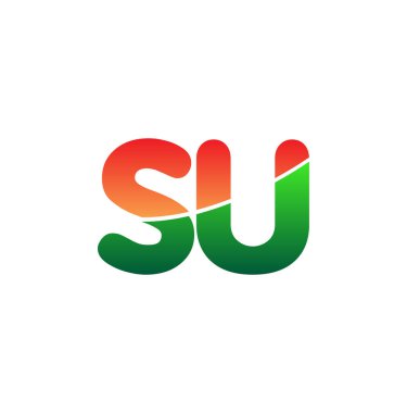 İlk Harf SU Logosu Küçük Harf, Renkli Logotype Modern ve Basit Logo Tasarımı.