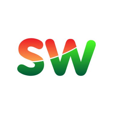 İlk Harf SW Logosu Küçük Harf, Renkli Logotype Modern ve Basit Logo Tasarımı.