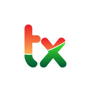 İlk Harf TX Logosu Küçük Harf, Renkli Logotype Modern ve Basit Logo Tasarımı.