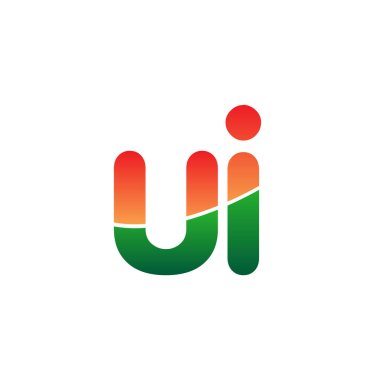 İlk Harf UI Logosu Küçük Harf, Renkli Logotype Modern ve Basit Logo Tasarımı.