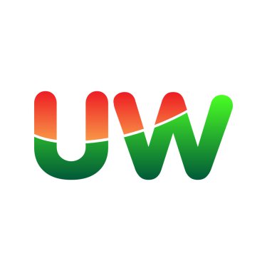 İlk harf UW Logo Küçük harf, renkli logotip Modern ve Basit Logo Tasarımı.