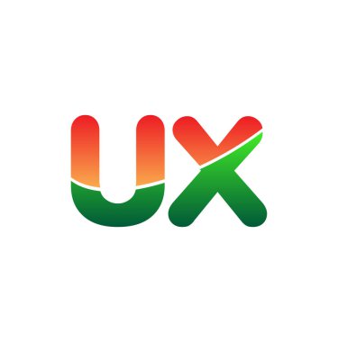 İlk Harf UX Logosu Küçük Harf, Renkli Logotype Modern ve Basit Logo Tasarımı.