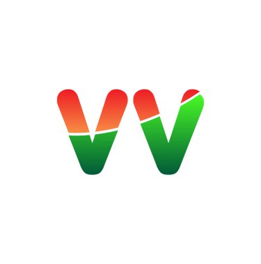 İlk Harf VV Logosu Küçük Harf, Renkli Logotype Modern ve Basit Logo Tasarımı.