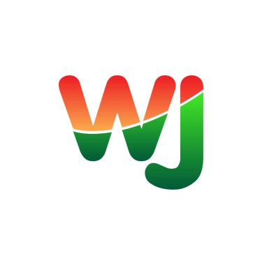İlk harf WJ Logo Küçük harf, renkli logotip Modern ve Basit Logo Tasarımı.