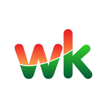 İlk Harf WK Logosu Küçük Harf, Renkli Logotype Modern ve Basit Logo Tasarımı.