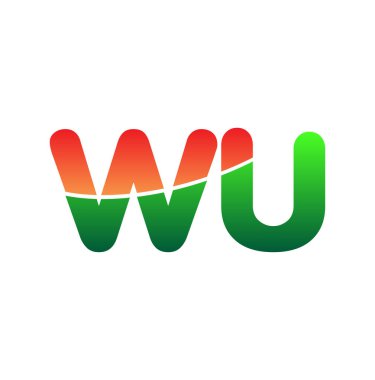 İlk Harf WU Logosu Küçük Harf, Renkli Logotype Modern ve Basit Logo Tasarımı.