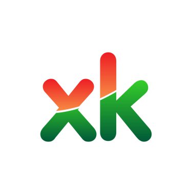 İlk Harf XK Logo Küçük Harf, Renkli Logotype Modern ve Basit Logo Tasarımı.