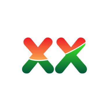 İlk harf XX Logo Küçük harf, renkli logotip Modern ve Basit Logo Tasarımı.