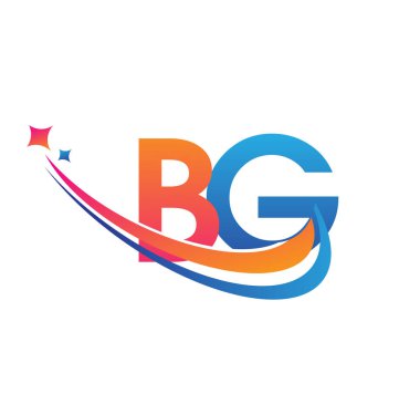 İlk harf BG logotype şirketi adı turuncu, kırmızı ve mavi swoosh yıldız tasarımı. iş ve şirket kimliği için vektör logosu.