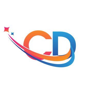 İlk harf CD logotype şirketi adı turuncu, kırmızı ve mavi swoosh yıldız tasarımı. iş ve şirket kimliği için vektör logosu.