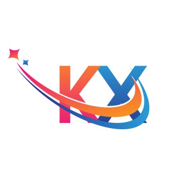 İlk harf KX logotype şirketi adı turuncu, kırmızı ve mavi swoosh yıldız tasarımı. iş ve şirket kimliği için vektör logosu.