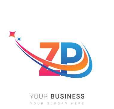 İlk harf ZP logotype şirketi adı turuncu, kırmızı ve mavi swoosh yıldız tasarımı. iş ve şirket kimliği için vektör logosu.