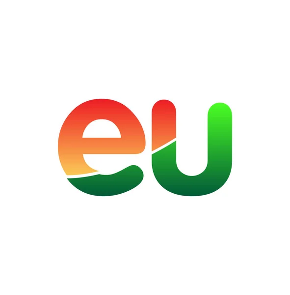 初期の手紙Euのロゴ小文字 カラフルなロゴタイプ現代的でシンプルなロゴデザイン — ストックベクタ