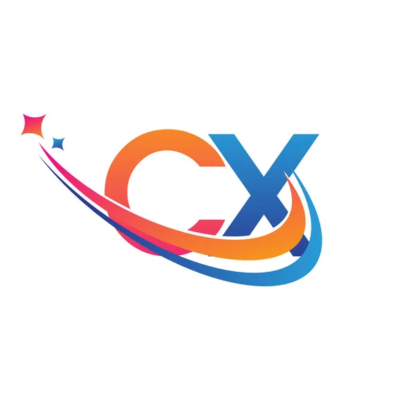 Letra Inicial Logotipo Nombre Empresa Color Naranja Rojo Azul Swoosh — Vector de stock