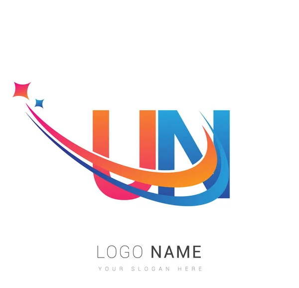 Lettre Initiale Logotype Nom Entreprise Couleur Orange Rouge Bleu Swoosh — Image vectorielle