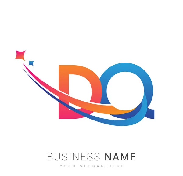 Letra Inicial Logotipo Nombre Empresa Color Naranja Rojo Azul Swoosh — Vector de stock